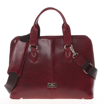 Pevná luxusná dámska vínová kožená aktovka - Annie Claire Boom