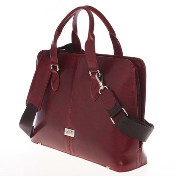 Pevná luxusná dámska vínová kožená aktovka - Annie Claire Boom