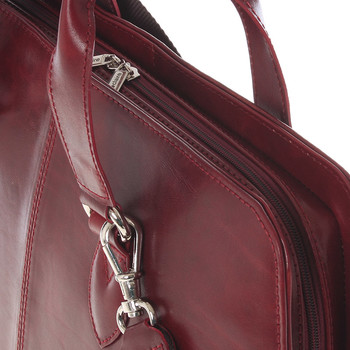 Pevná luxusná dámska vínová kožená aktovka - Annie Claire Boom