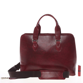 Pevná luxusná dámska vínová kožená aktovka - Annie Claire Boom