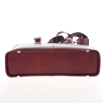 Pevná luxusná dámska vínová kožená aktovka - Annie Claire Boom