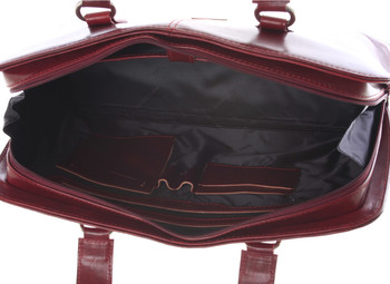 Pevná luxusná dámska vínová kožená aktovka - Annie Claire Boom