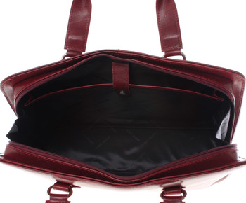 Pevná luxusná dámska vínová kožená aktovka - Annie Claire Boom