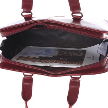 Pevná luxusná dámska vínová kožená aktovka - Annie Claire Boom