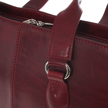 Pevná luxusná dámska vínová kožená aktovka - Annie Claire Boom