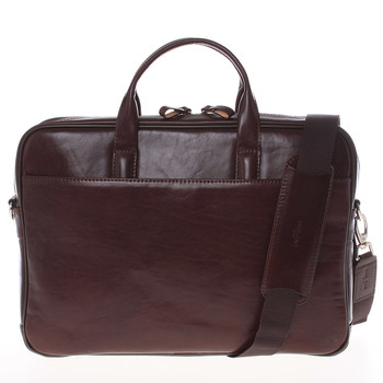 Luxusné tmavo hnedá celokožená taška na notebook - Delami 1247