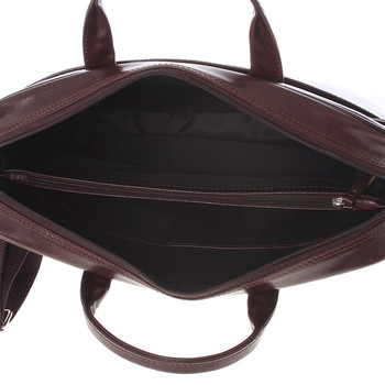 Luxusné tmavo hnedá celokožená taška na notebook - Delami 1247