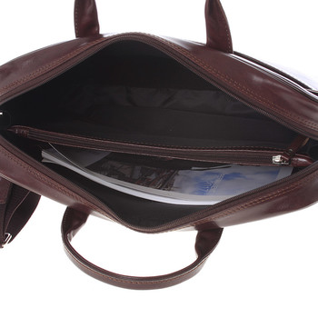Luxusné tmavo hnedá celokožená taška na notebook - Delami 1247