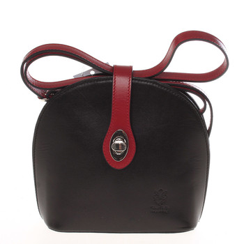 Malá dámska čierno červená kožená crossbody kabelka - ItalY Zerena