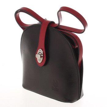 Malá dámska čierno červená kožená crossbody kabelka - ItalY Zerena