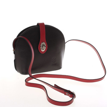 Malá dámska čierno červená kožená crossbody kabelka - ItalY Zerena