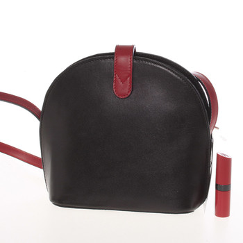 Malá dámska čierno červená kožená crossbody kabelka - ItalY Zerena
