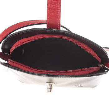 Malá dámska čierno červená kožená crossbody kabelka - ItalY Zerena
