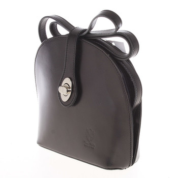 Malá dámska čierna kožená crossbody kabelka - ItalY Zerena