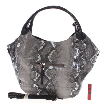 Veľká dámska čierna kabelka v štýle hadej kože - MARIA C Halcyon