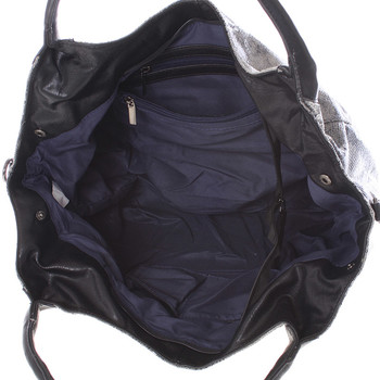 Veľká dámska čierna kabelka v štýle hadej kože - MARIA C Halcyon