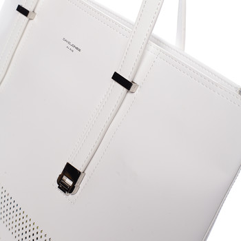 Elegantná perforovaná biela kabelka s organizérom - David Jones Cambria