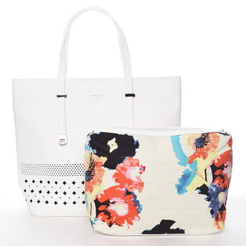 Elegantná perforovaná biela kabelka s organizérom - David Jones Cambria