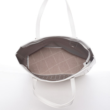 Elegantná perforovaná biela kabelka s organizérom - David Jones Cambria