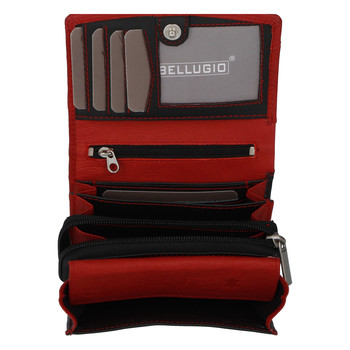 Štýlová kožená dámska peňaženka čierno červená - Bellugio Smith