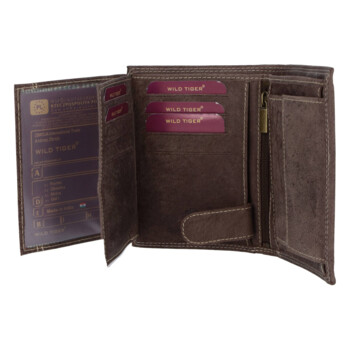 Pánska kožená peňaženka hnedá - Wild Piotr