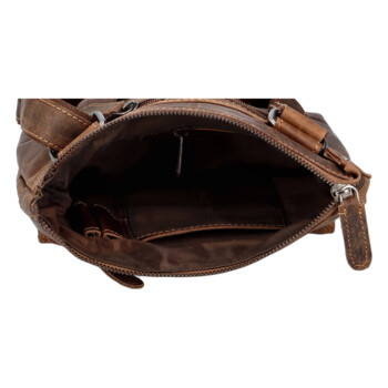 Pánska kožená crossbody taška hnedá - Greenwood Dafnes