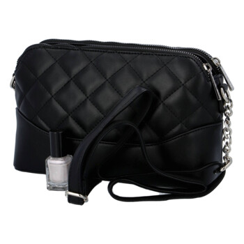 Módna prešívaná dámska koženková crossbody Freay, čierna