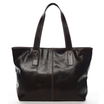 Dámska kožená kabelka do ruky hnedá - Delami Vera Pelle Gigiana