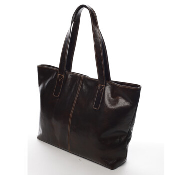 Dámska kožená kabelka do ruky hnedá - Delami Vera Pelle Gigiana