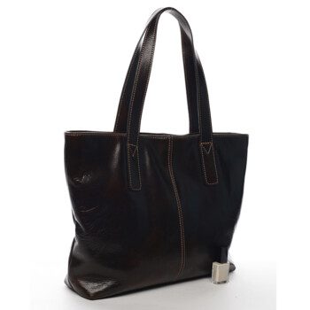 Dámska kožená kabelka do ruky hnedá - Delami Vera Pelle Gigiana