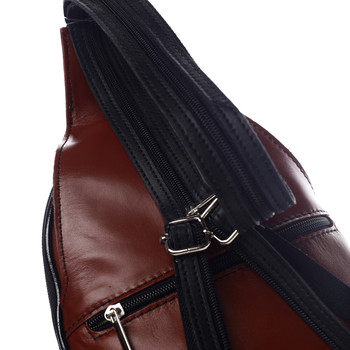Dámsky kožený batôžtek červeno čierny - ItalY Strap
