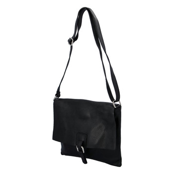 Dámska kožená crossbody kabelka čierna - ItalY Eama