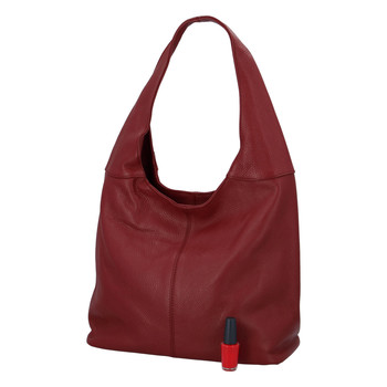 Dámska kožená kabelka cez rameno tmavo červená - ItalY SkyFull