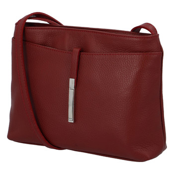 Dámska kožená crossbody kabelka tmavo červená - ItalY Eneta