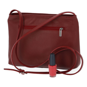Dámska kožená crossbody kabelka tmavo červená - ItalY Eneta