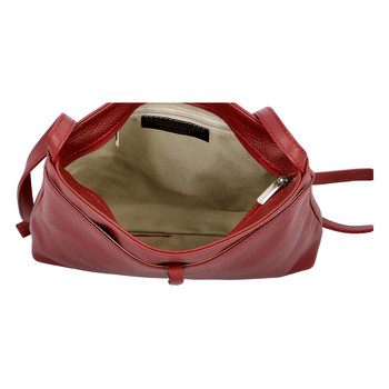 Dámska kožená crossbody kabelka tmavo červená - ItalY Eneta