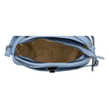 Dámska kožená crossbody kabelka bledomodrá - ItalY Brokylon