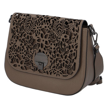 Dámska kožená crossbody kabelka taupe - ItalY Bettery