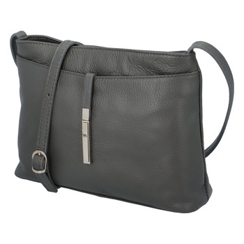 Dámska kožená crossbody kabelka šedá - ItalY Eneta