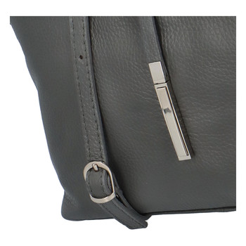 Dámska kožená crossbody kabelka šedá - ItalY Eneta