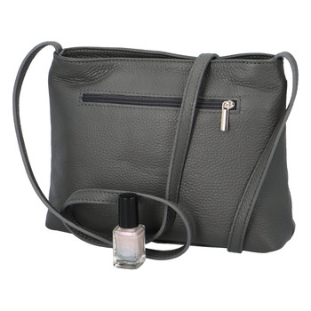 Dámska kožená crossbody kabelka šedá - ItalY Eneta
