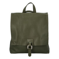 Dámsky kožený batôžtek kabelka olivovo zelený - ItalY Francesco