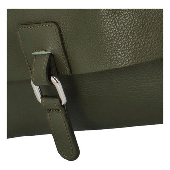 Dámsky kožený batôžtek kabelka olivovo zelený - ItalY Francesco