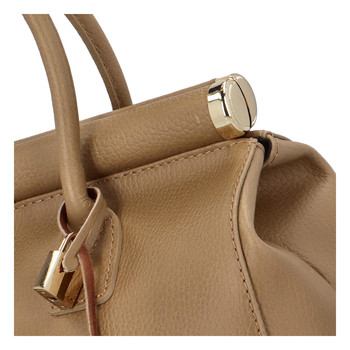 Módna originálny dámska kožená kabelka do ruky tmavo béžová - ItalY Hila