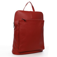 Dámsky kožený batôžtek kabelka tmavo červený - ItalY Houtel