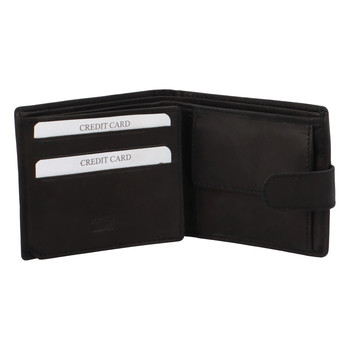 Malá pánska kožená peňaženka čierna - Diviley M3300