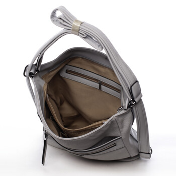 Praktická dámska koženková kabelka / batoh Ida šedá