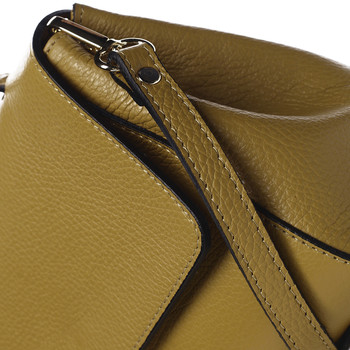 Dámska kožená kabelka do ruky tmavo žltá - ItalY Fatismy