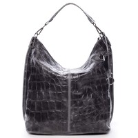 Veľká kožená dámska kabelka tmavo šedá - ItalY Celinda