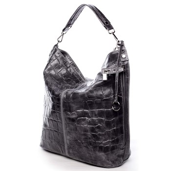 Veľká kožená dámska kabelka tmavosivá - ItalY Celinda